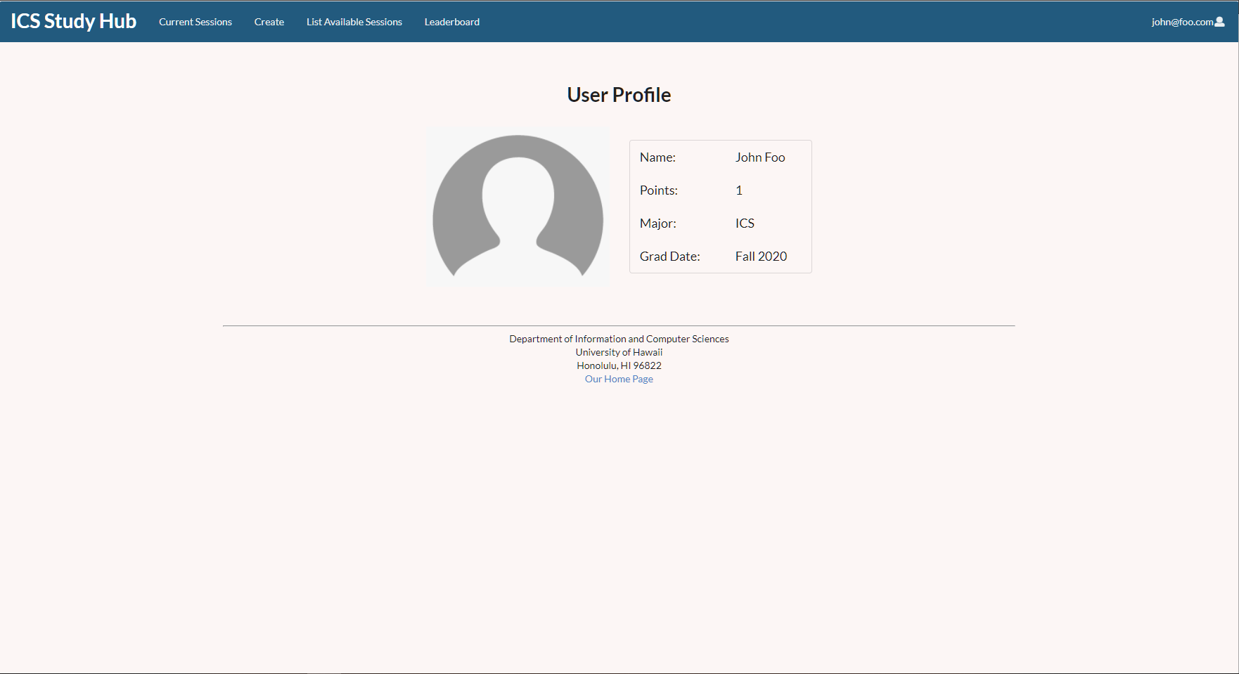 user profile page mockup